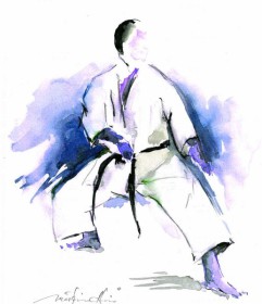 Karate Aquarell Gedan Shuto Uke Karl-Hans König