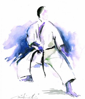 Karate Aquarell Gedan Shuto Uke Karl-Hans König